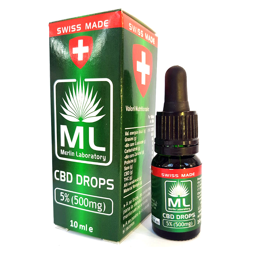 CBD Picaturi 5% Merlin Laboratory Swiss Made 10ml