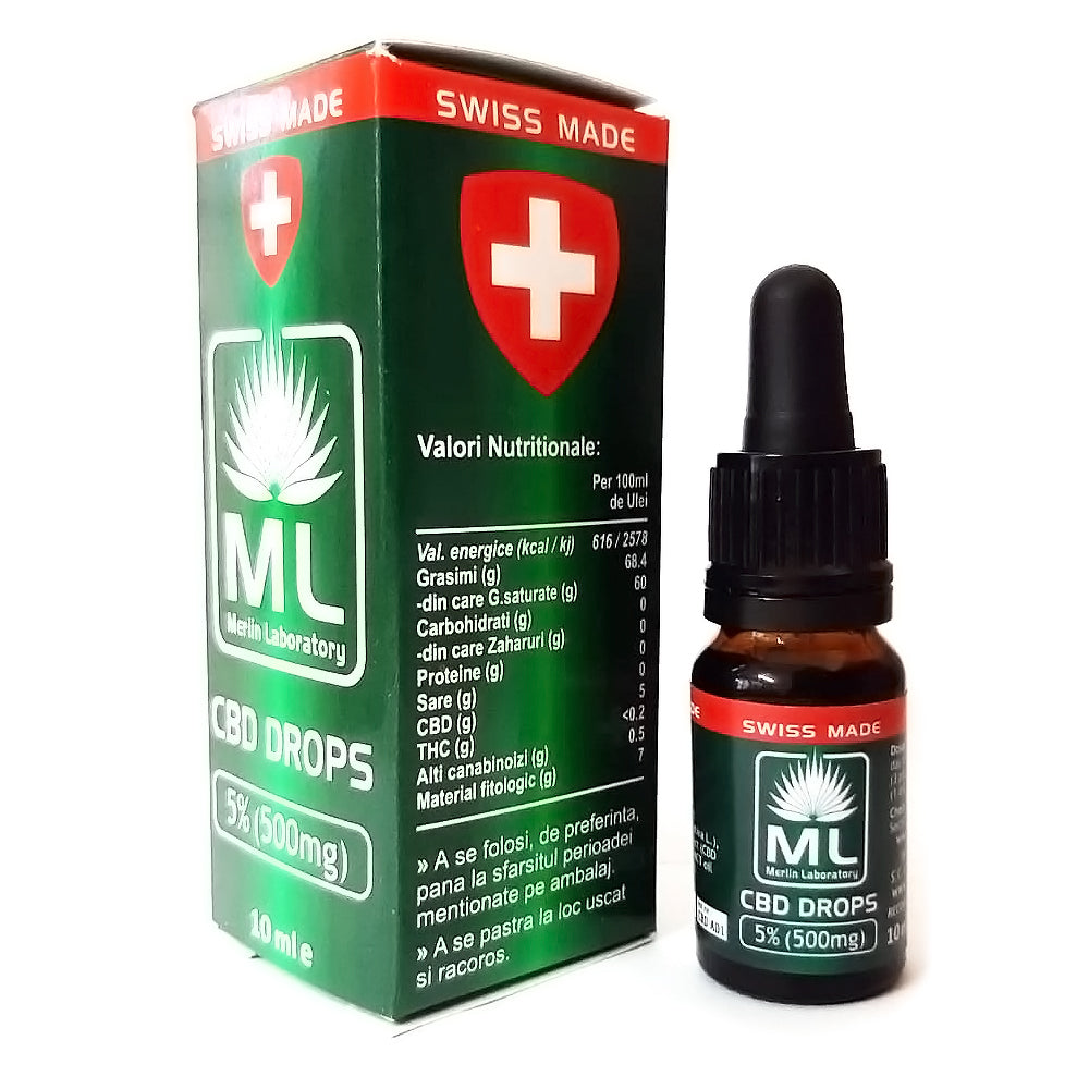 CBD Picaturi 5% Merlin Laboratory Swiss Made 10ml