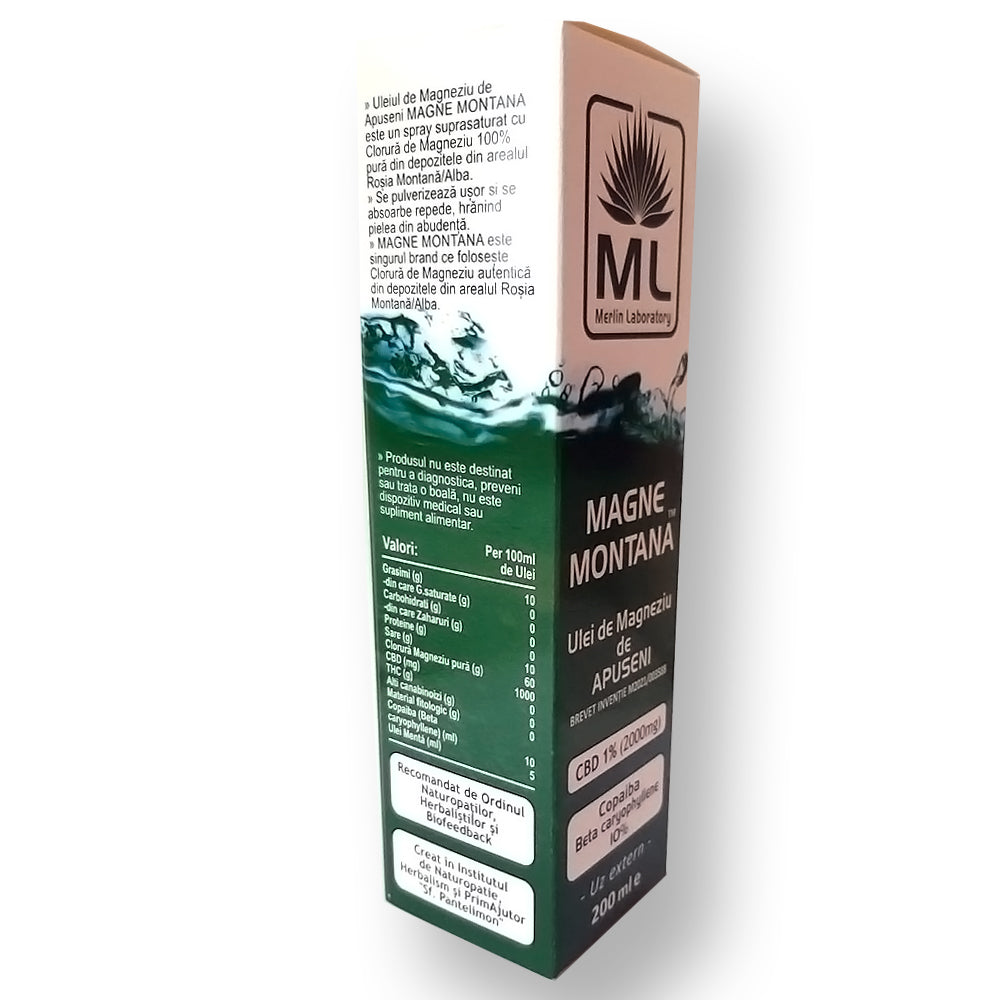 Magne Montana Ulei de Magneziu CBD 2000mg Menta Merlin Laboratory