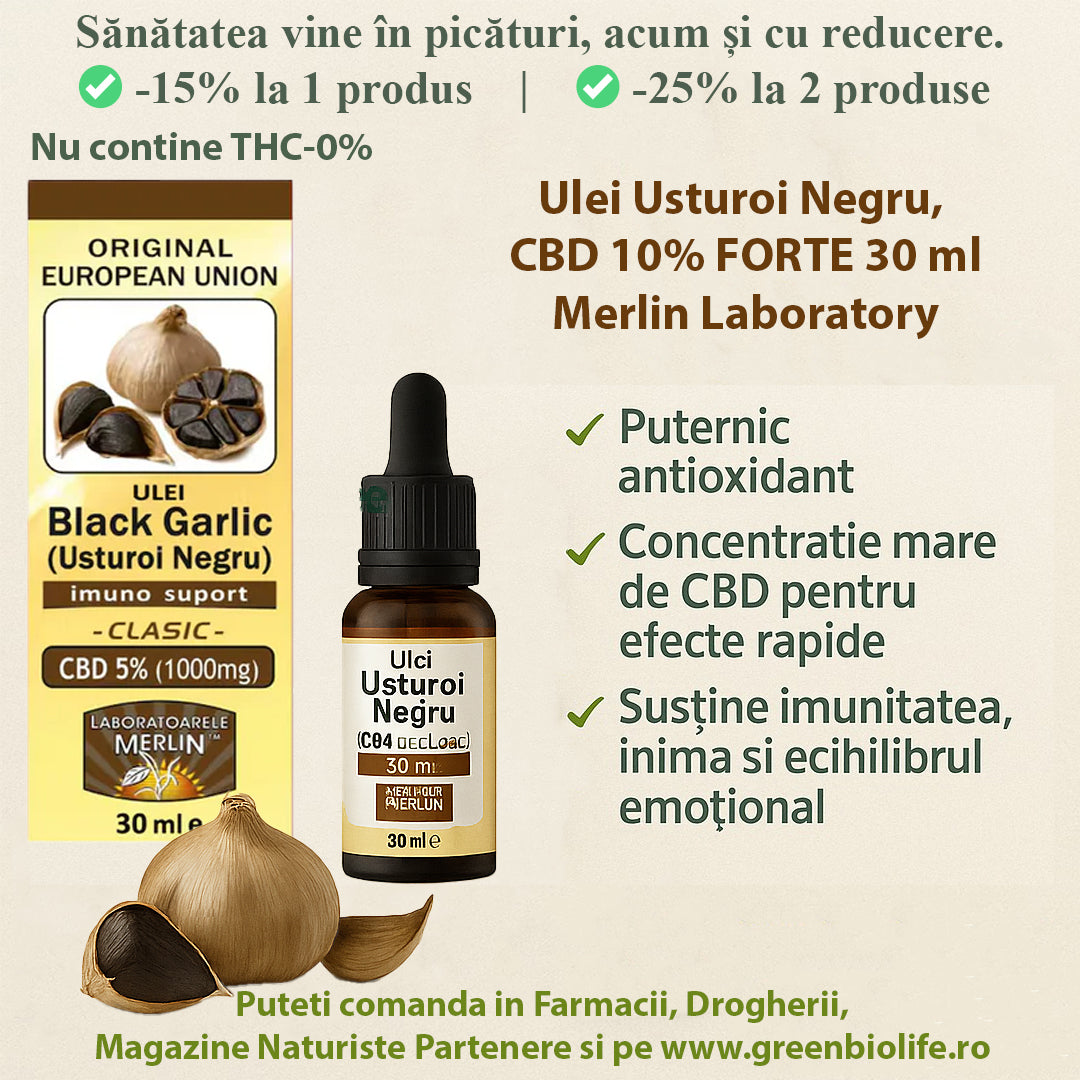 Ulei Usturoi Negru, CBD 5% CLASIC 30 ml Merlin Laboratory