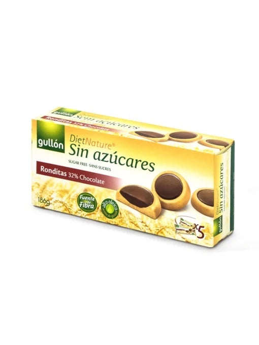 Biscuiți fara zahar Ronditas cu ciocolată neagră Gullon 186g
