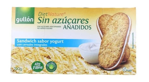 Biscuiti fara zahar Sandwich cu crema de iaurt Gullon 220g