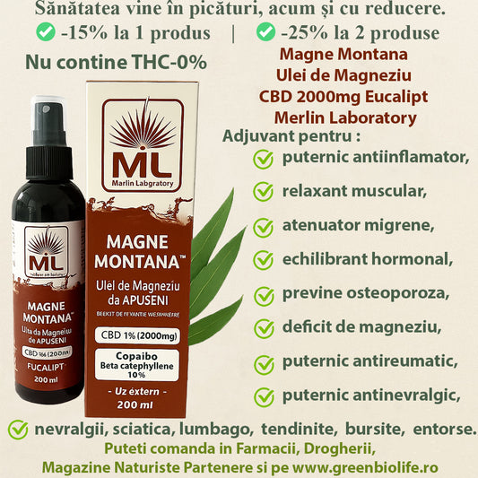 Magne Montana Ulei de Magneziu CBD 2000mg Eucalipt Merlin Laboratory