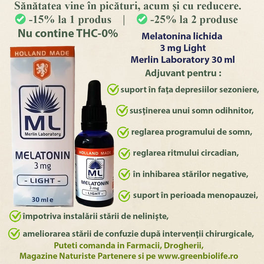 Melatonina lichida 3 mg Light Merlin Laboratory 30 ml