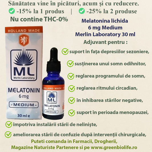 Melatonina lichida 6 mg Medium Merlin Laboratory 30 ml