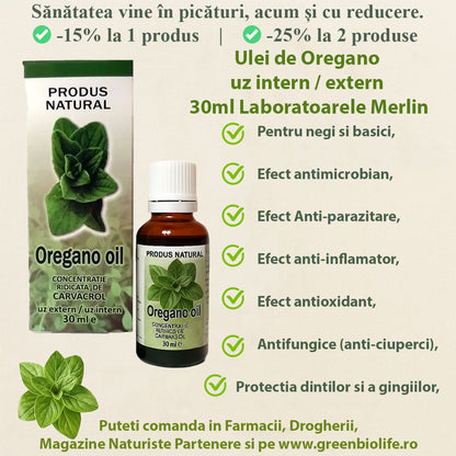 Ulei de Oregano uz intern / extern 30ml Laboratoarele Merlin