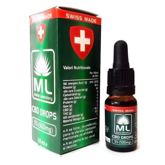 CBD Picaturi 5% Merlin Laboratory Swiss Made 10ml