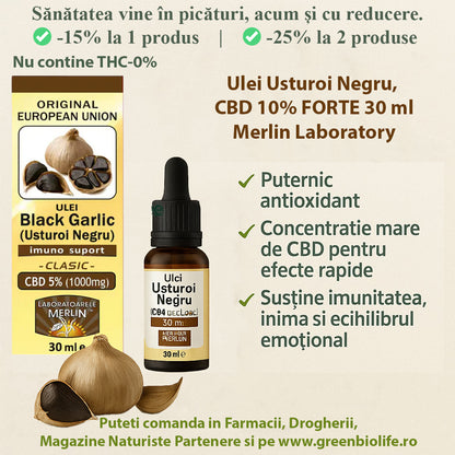 Ulei Usturoi Negru, CBD 5% CLASIC 30 ml Merlin Laboratory